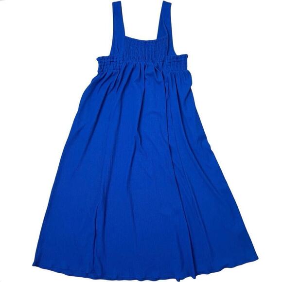 J.NNA. Midi Dress Women’s Sz L Royal Blue Square Neckline Wide Straps Pockets - Picture 4 of 8